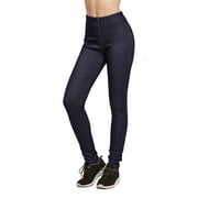 LAVRA Women's Warm Fleece Lined Mid Rise Blue Winter Jeggings