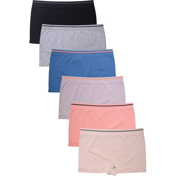 LAVRA Womens 6 Multi Pack Seamless Stretch Boy Short Panties Regular Plus Size Set