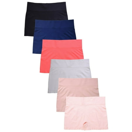 LAVRA Womens 6 Multi Pack Seamless Stretch Boy Short Panties Regular Plus Size Set
