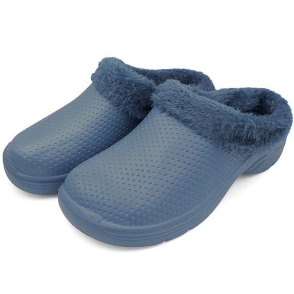 LAVRA Womens Faux Fur Lined Clogs Warm Cozy Nusring Shoes Indoor/Outdoor Garden Slip On