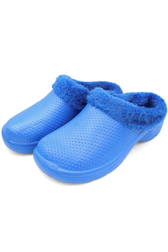 Womens Faux Fur Lined Clogs Warm Cozy Nusring Shoes Indoor/Outdoor Garden Slip On