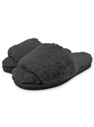 Black Faux Fur Slides | Black Slides with Faux Fur - Vhny 8M / Black