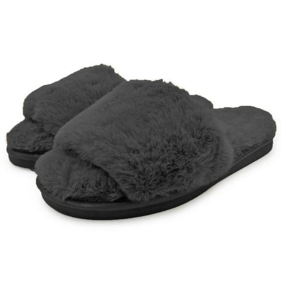 LAVRA Womens Fuzzy Slides Faux Fur Slippers Sandals