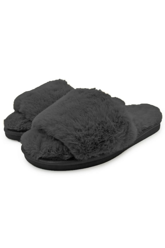 Womens Fuzzy Slides Faux Fur Slippers Sandals