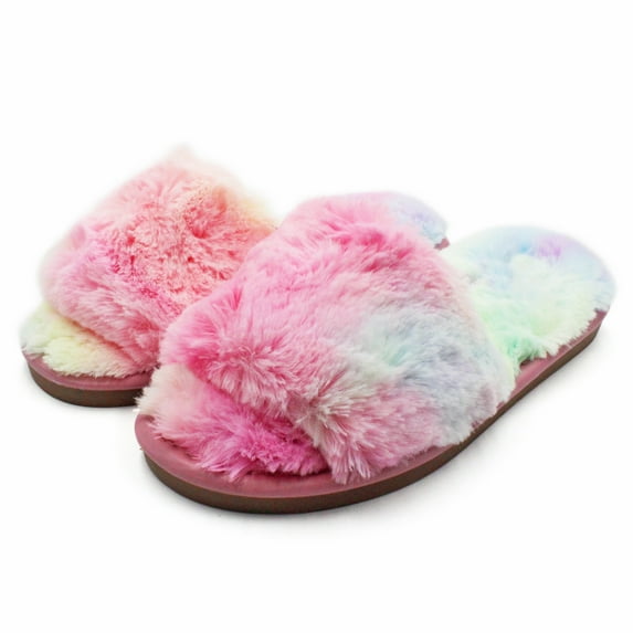 LAVRA Womens Fuzzy Slides Faux Fur Slippers Sandals