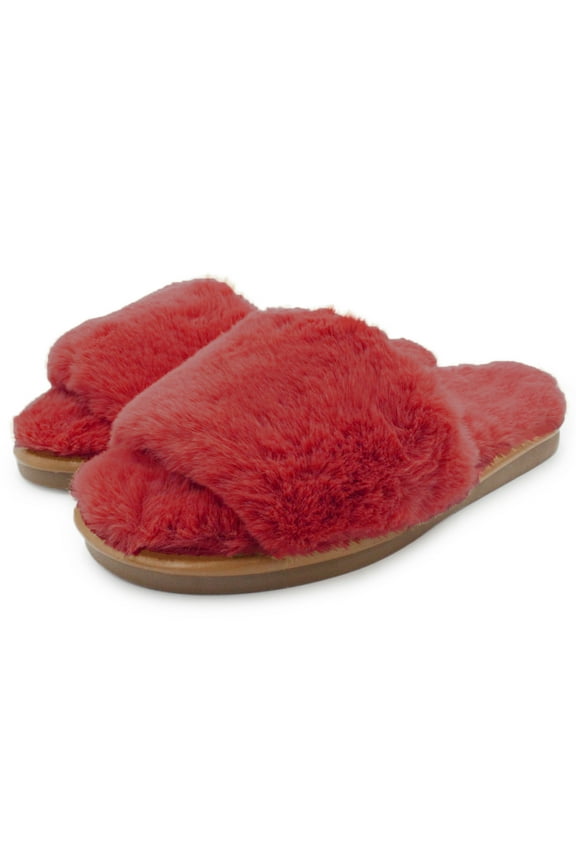 Womens Fuzzy Slides Faux Fur Slippers Sandals