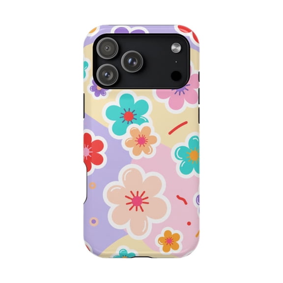 LAVU Pastel Flower Pop Tough Phone Case, Cute Floral Aesthetic Dual Layer Shockproof Protective Cover, Gift for Her, Compatible with iPhone 12 Pro Max