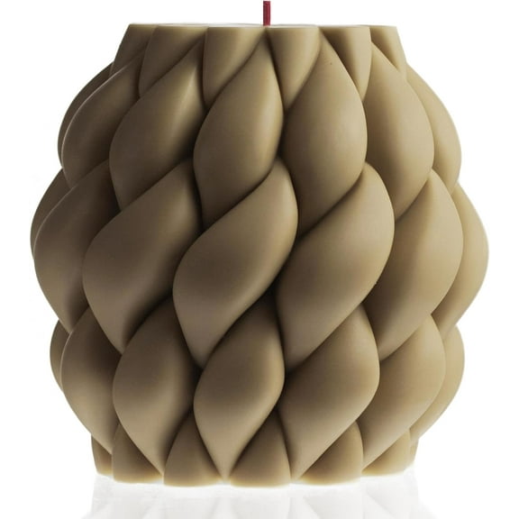 LAWA Knot Ball Candle - Large Beautiful Handmade Pillar Scented Soy Wax Elegant Bubble Aesthetic Candle Housewarming Gift Home Room Shelf Decor Idea Olive Beige