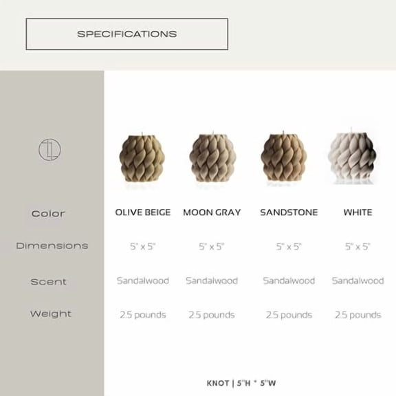 LAWA Knot Ball Candle - Large Beautiful Handmade Pillar Scented Soy Wax Elegant Bubble Aesthetic Candle Housewarming Gift Home Room Shelf Decor Idea White