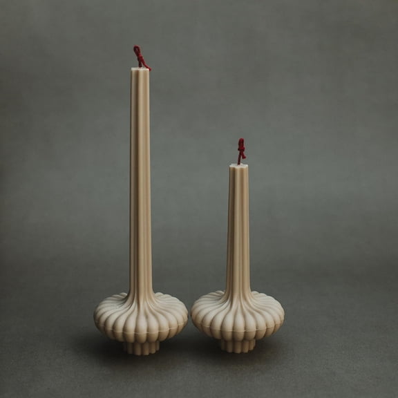 LAWA Set of 2 Pumpkin Base Candle - Beautiful Handmade Pillar Unscented Soy Wax Elegant Aesthetic Vase Candle Housewarming Gift Home Room Shelf Decor Idea Sandstone