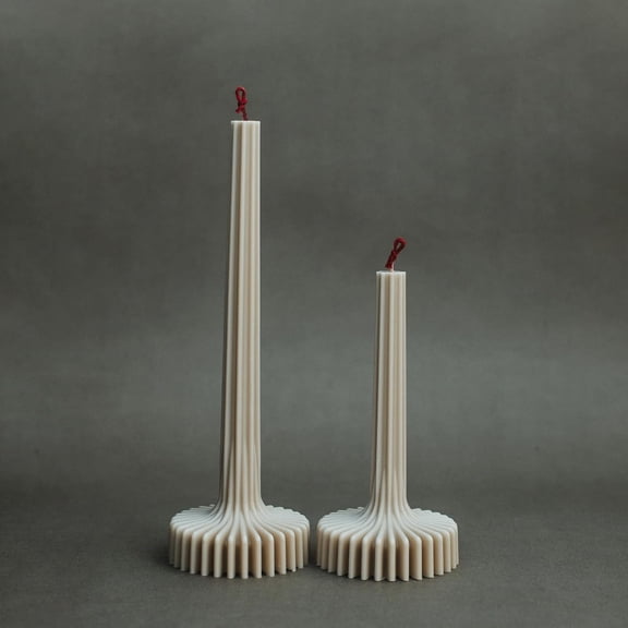 LAWA Set of 2 Vase Candle - Beautiful Handmade Pillar Unscented Soy Wax Elegant Aesthetic Candle Housewarming Gift Home Room Shelf Decor Idea Moon Gray