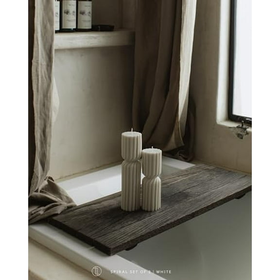 LAWA Spiral Spire Candle - Large Beautiful Handmade Pillar Scented Soy Wax Elegant Bubble Aesthetic Candle Housewarming Gift Home Room Shelf Decor Idea White (Set of 2, White)