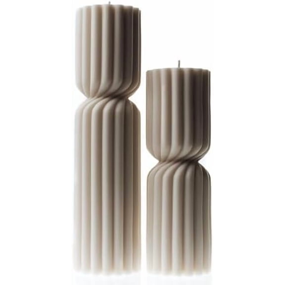 LAWA Spiral Spire Candle - Large Beautiful Handmade Pillar Scented Soy Wax Elegant Bubble Aesthetic Candle Housewarming Gift Home Room Shelf Decor Idea White (Set of 2, White)