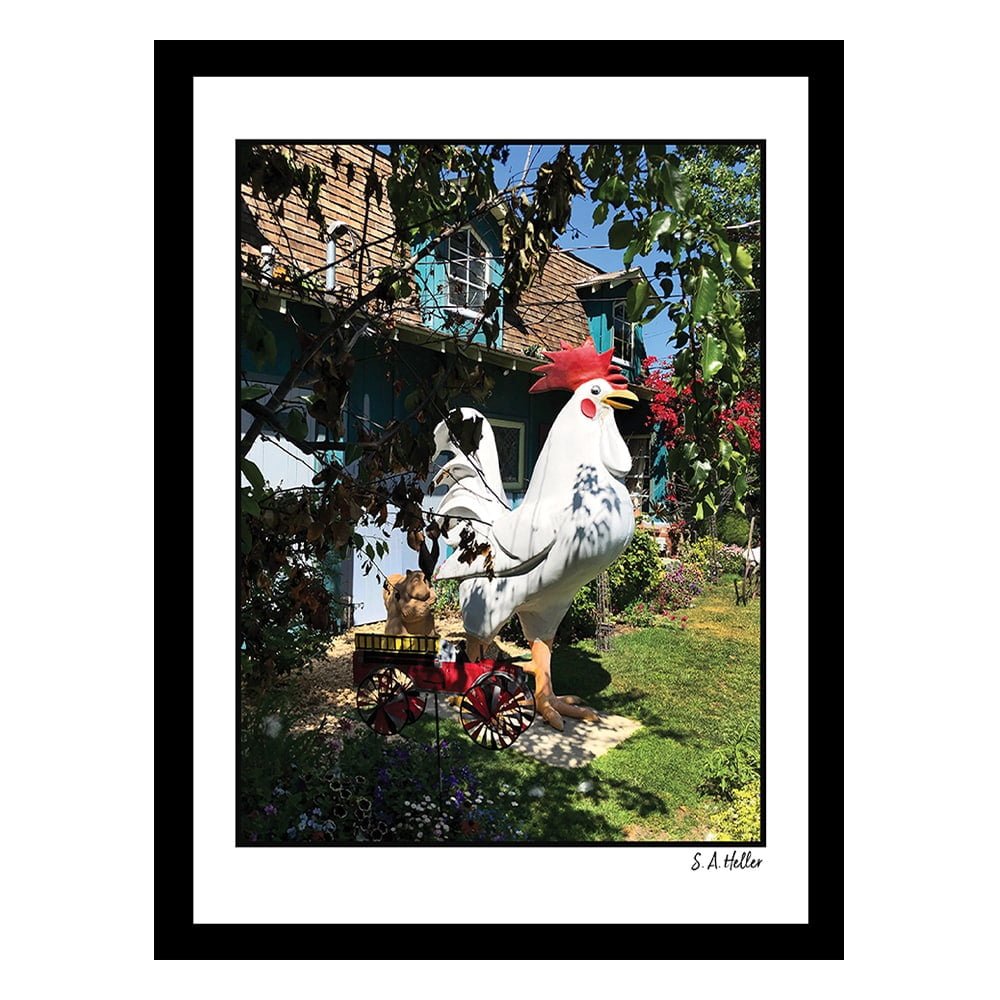 LAWN CHICKEN Framed Printed Photograph