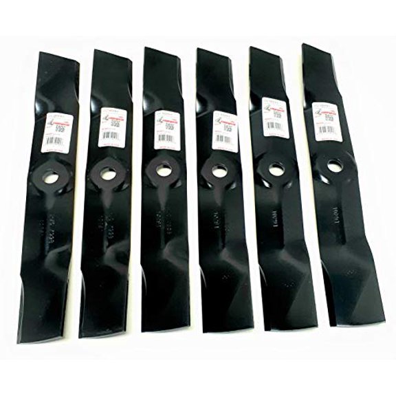 LAWN & GARDEN AMC Set of 6 Heat Treated Blades for John Deere M145476, M127500, M127674 (3 Blades Required for 48" Cut, 17" Length, 2-1/2" Width, .800" Center Hole, .204" Thickness