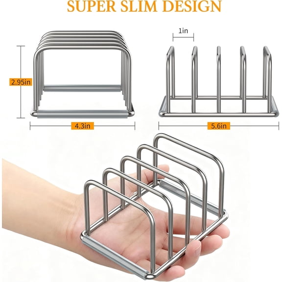 LAWONP-1-Pack Cutting Board Organizer Holder Stand, Stainless Steel Holder, Cutting Board Storage Rack with 4 slots for Baking Sheet and Cookie Sheet,1.0Inch Slots (1PC(1.0in))