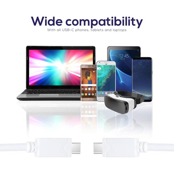 LAWONP-20ft USB C to USB C Cable - Extra Long USB Type C - Compatible with Samsung, iPad Pro, Android Devices, Camera Tethering and More (White)