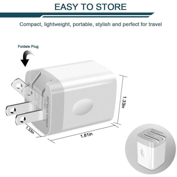 LAWONP-3Pack Fast Charging Cubes, Foldable Dual Port Charger Block, Fast USB Plug Power Adapter Fold up Box Base Brick for iPhone 17 Air/16 Pro/16 Plus/16 Pro Max/15/XR/XS Max Samsung Galaxy LG Pixe