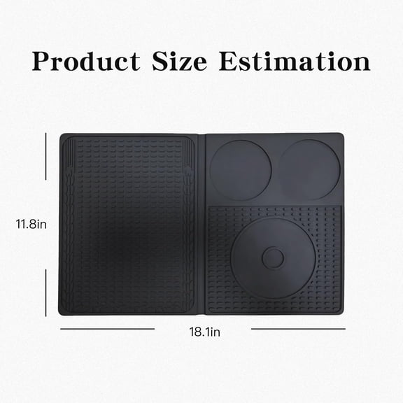 LAWONP-4-in-1 Bar Mat With Cutting Board, Foldable Silicone Bar Mats For Countertop, 18.1" x 11.8" x 0.2" For Bartending, Home Bar, Cutting Board, Travel, Outdoor Picnic (Black)