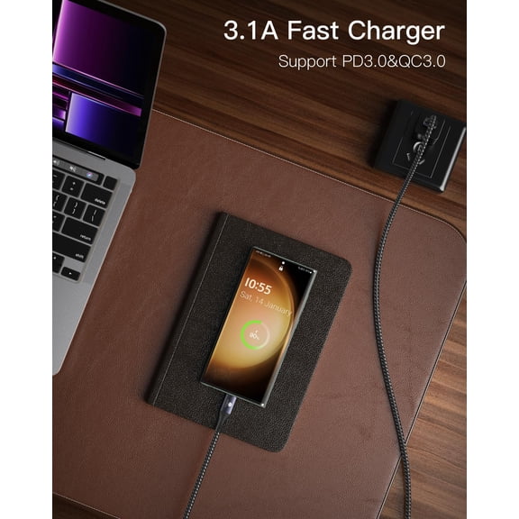 LAWONP-Android Auto USB C Cable [3ft+6ft+10ft] 10Gbps USB 3.1 Gen 2 USB A to USB C Data Transfer Braided Cord, 3A Fast Charging Type C CarPlay Cable for iPhone 15 Plus Pro Max Samsung Galaxy S23 S22