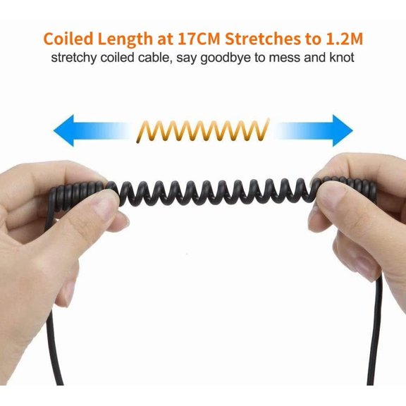 LAWONP-Coiled USB to Micro USB Cable 0.56ft to 4ft, USB 2.0 A to Micro USB Charging Data Cord Works for Android Smartphone, Tablet, Wall, Raspberry Pi Zero and Car Charger, Space Gray