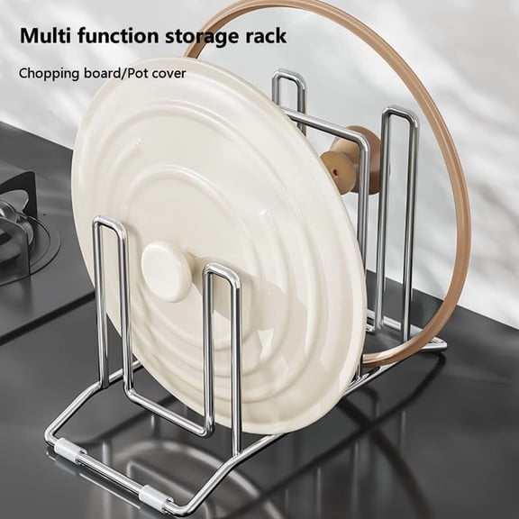 LAWONP-Cutting Board Holder Stainless Steel Wire Chopping Board Stand Cutting Board Storage Rack Organizer with 4 Slots for Kitchen Countertop (4 Slots)