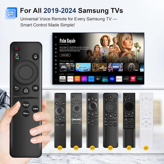 LAWONP-Samsung Remote Control for Smart TV Replacement, Samsung TV Remote for All 2019-2025 Samsung Smart TV Remote with Rechargeable SolarCell & USB-C Charging, Voice Search