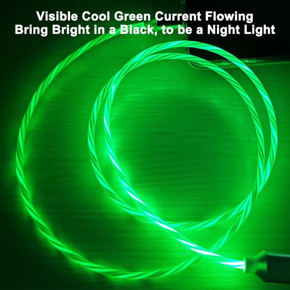 LAWONP-USB Type C to Type C PD Fast Charging Cable Phone Charger High Data Speed Visible Light Up Green Current Flowing for All USB C Device-USB C to C Green 39Inches