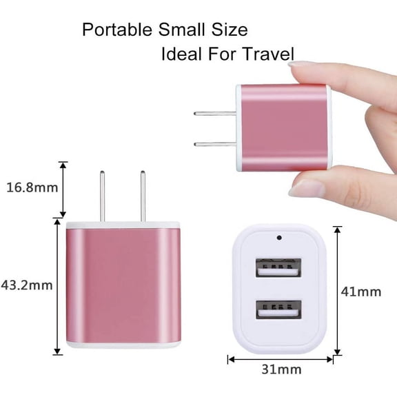 LAWONP-Wall Charger, Micro USB Cable, 2.1A Dual Port USB Wall Charger Cube Fast Charging Block with 2Pack 6ft Android Charging Cord for Samsung Galaxy S6 S7 Edge M10 J8 J7 J6 J5 J4 J3, LG G3 G4 K50 K