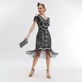 thumbnail image 1 of LAWOR Plus Size 1920s Vintage Fringed Gatsby Sequin Beaded Tassels Hem Flapper Dress for Women, 1 of 5