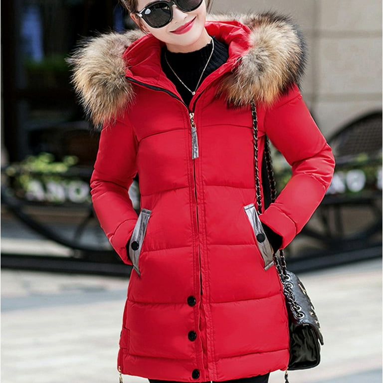 LAWOR Plus Size Coats Winter Clearance Women's Trendyable Winter Solid  Color Comfortable Hooded Long Down Jacket Fall Savings Z