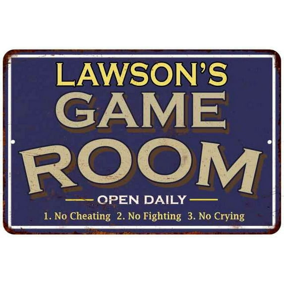 LAWSON'S Blue Game Room Sign Metal Wall Decor 8x12 108120002250