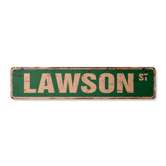 LAWSON Vintage Plastic Street Sign Childrens Name Room Sign | Indoor/Outdoor | 30" Wide