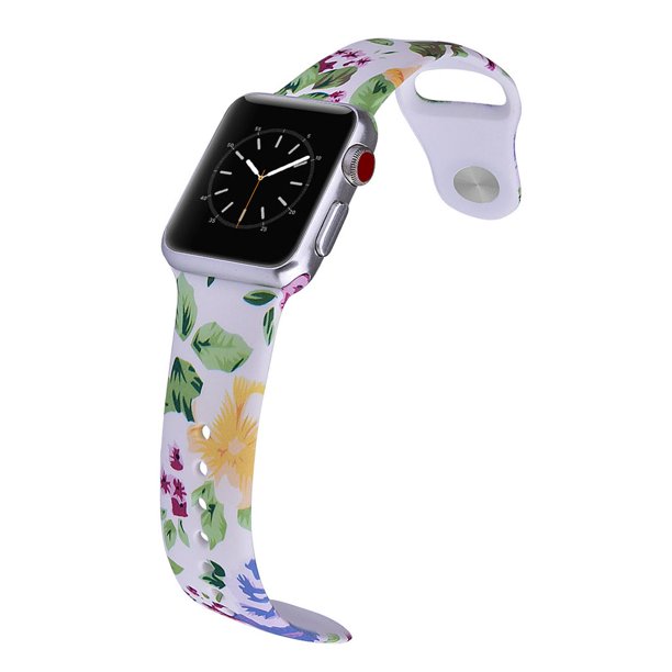 LAX Apple Watch 38mm Sport Ultra Soft Silicone Band White Flowers