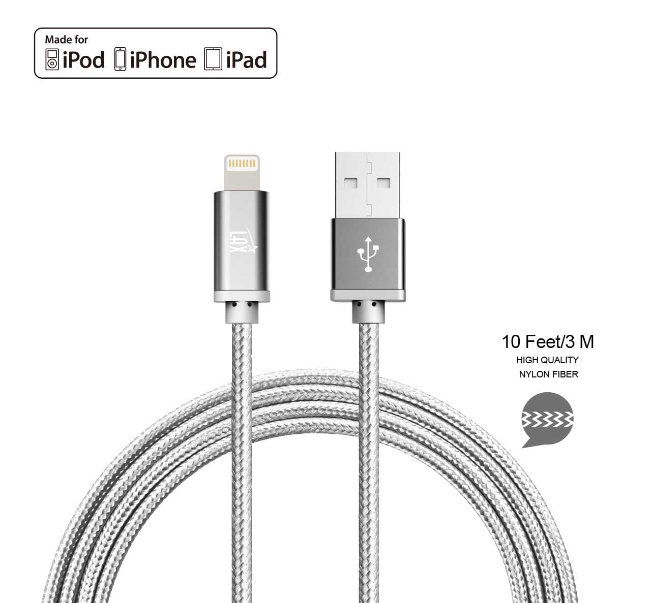 Metal Iphone Lightning Connector Cable De Carga De Nailon