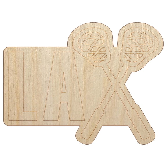 LAX Lacrosse Crossed Sticks Wood Shape Unfinished Piece Cutout Craft DIY Projects - 6.25 Inch Size - 1/4 Inch Thick