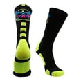 thumbnail image 1 of LAX Lacrosse Socks with Lacrosse Sticks Athletic Crew Socks (Black/Electric Green, Medium), 1 of 2