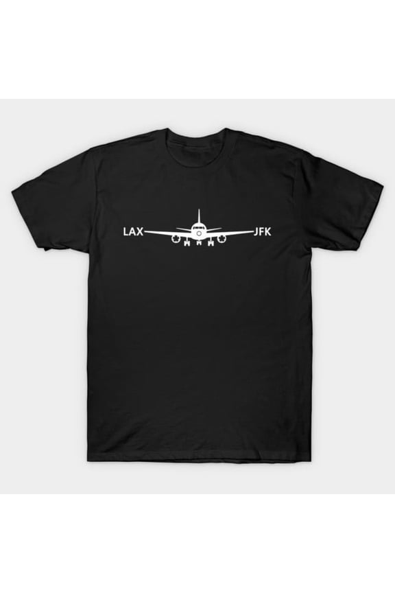 LAX to JFK and Back Again Commercial Flight Pilot Airline Crew Unisex T-Shirt, up to size 3XL.