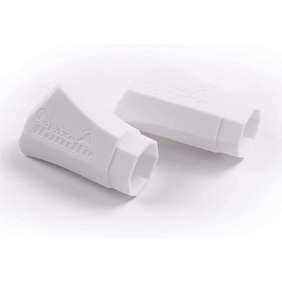 LAXE HANDLE 2-Pack of Lacrosse Stick End Cap A Uniquely Designed End Cap Engineered to Allow for Hand Recognition of The Lacrosse Stick's Head Orientation for Boys and Girls Lacrosse Stick White