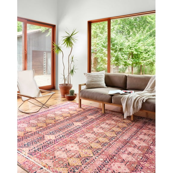 Loloi Layla LAY-15 Printed Magenta / Multi Area rug 18" x 18" Sample Swatch