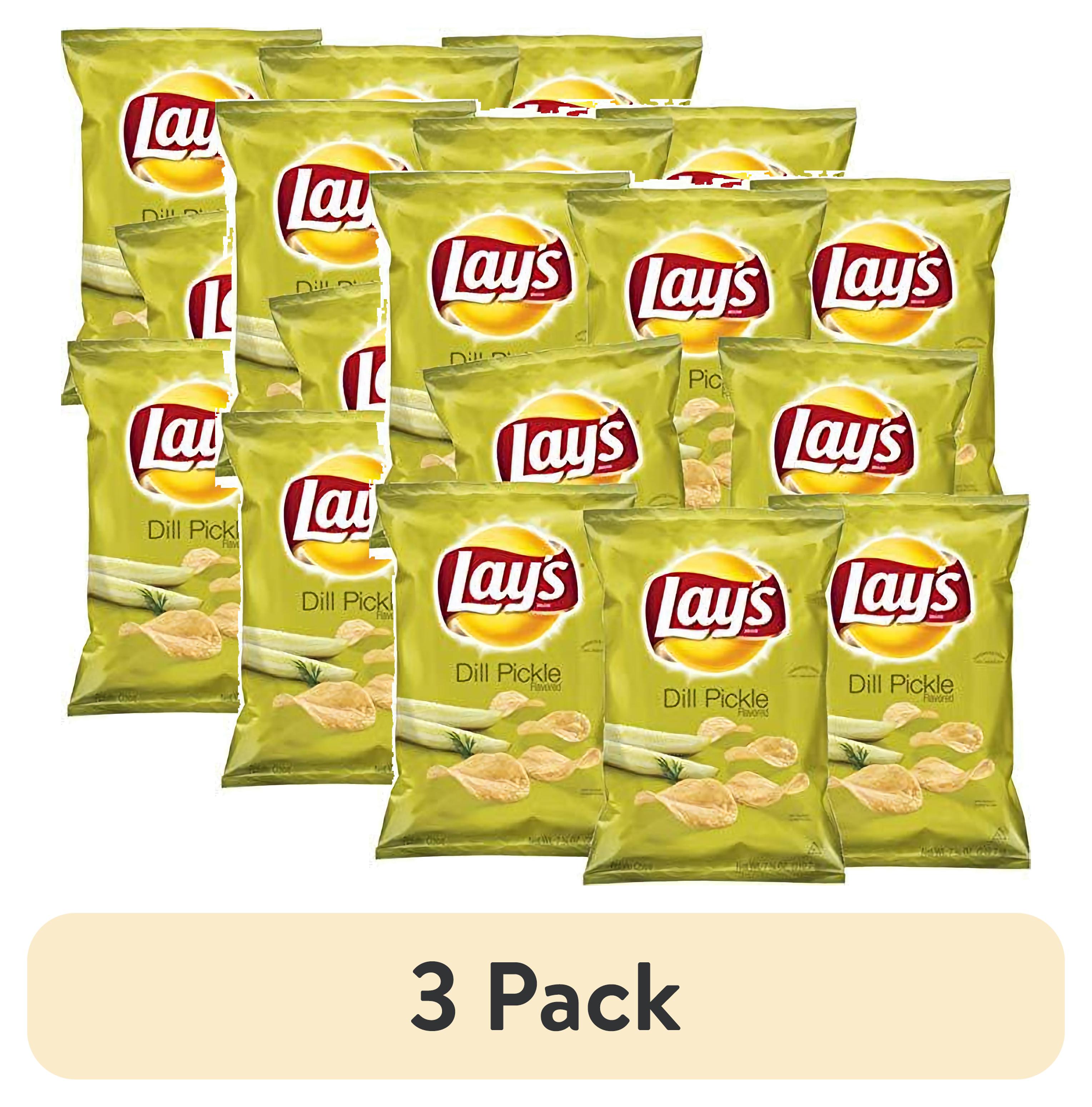 (3 pack) LAY'S Dill Pickle Flavored Potato Chips, 1.5 ounce bags (Pack