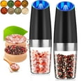 thumbnail image 1 of LAYADO 2 Pack Electric Salt and Pepper Grinder Set, Battery Operated Automatic Adjustable Coarseness Salt and Pepper Shaker with Light, Stainless Steel Auto Peppercorn Spice Mills, Black, 1 of 13