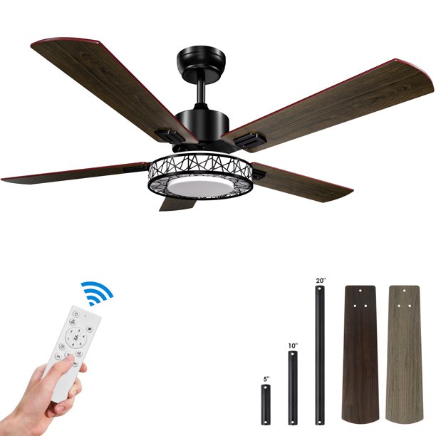 LAYADO 52" Ceiling Fans with Light, Bedroom Ceiling Fan with Remote for