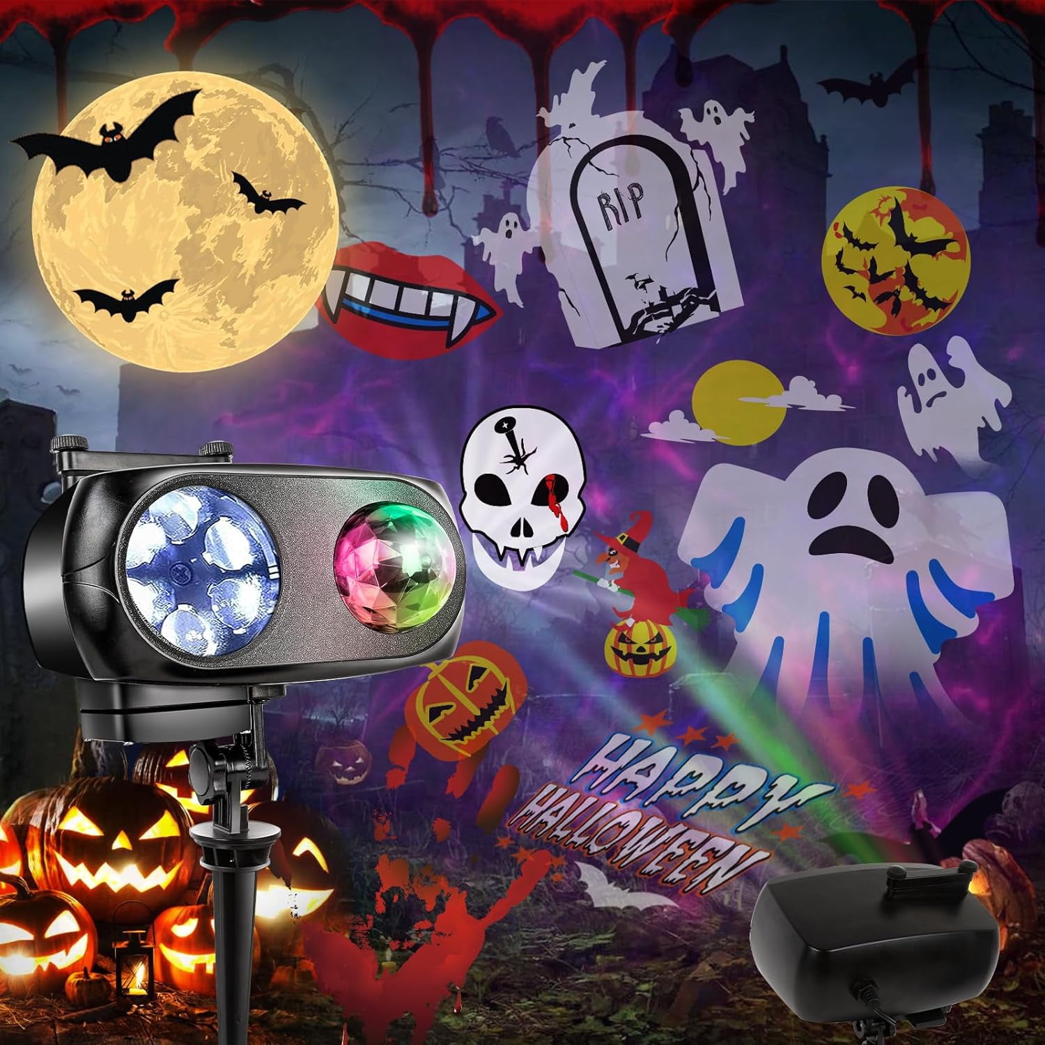LAYADO Christmas Halloween Projector Lights, 12 Slides Patterns & 10