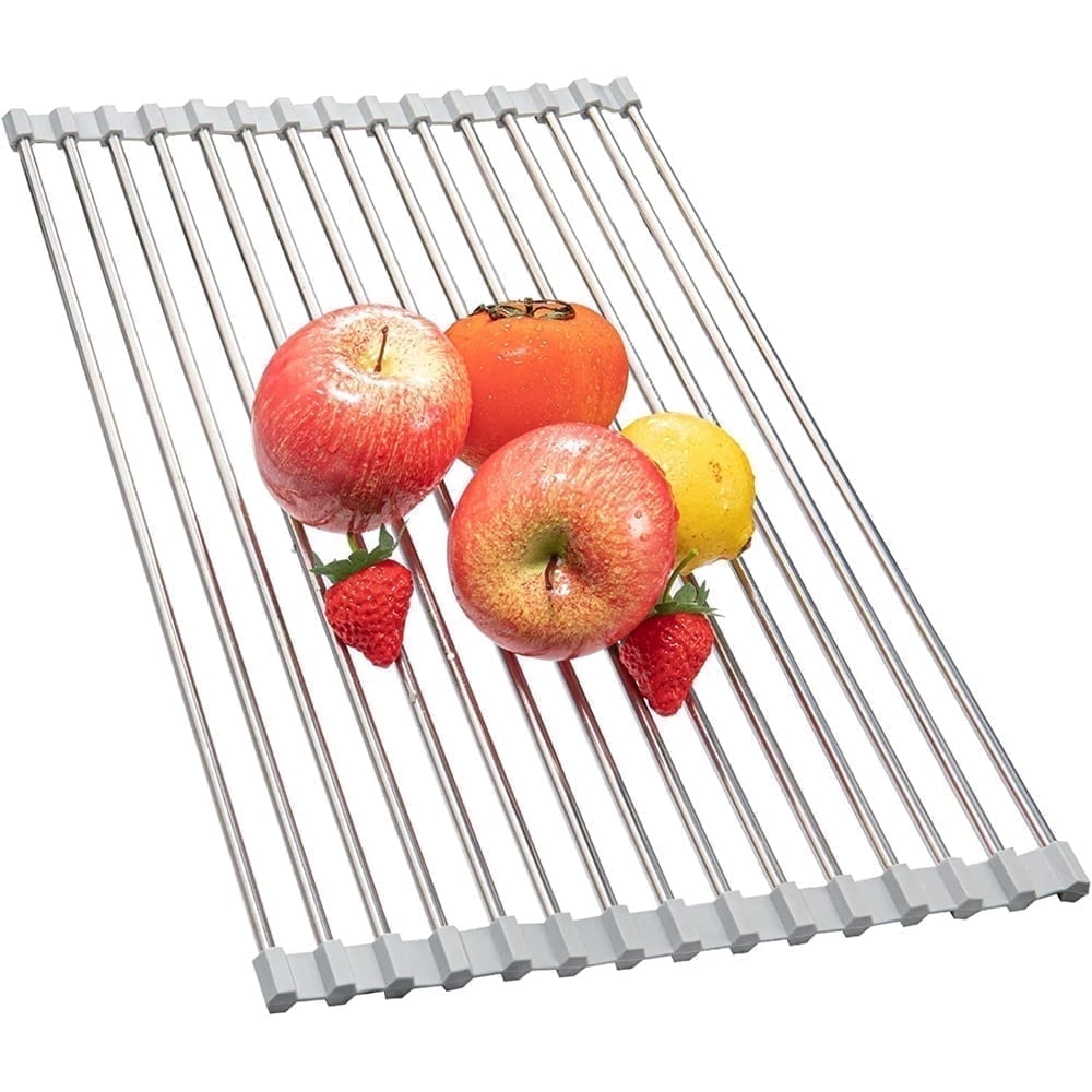 LAYADO Roll Up Dish Drainer, 17.8x11.8'' Over Sink Rack, Stainless ...