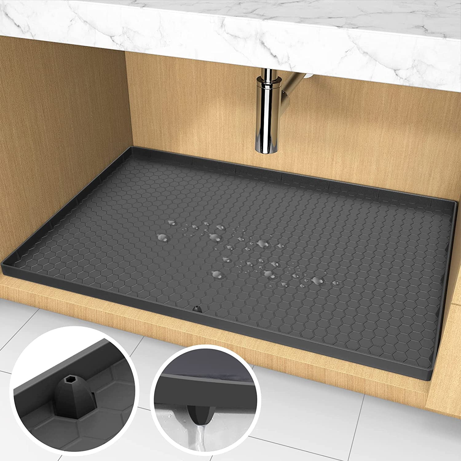 LAYADO Under Sink Mat Silicone Sink Mat for Kitchen Bathroom and