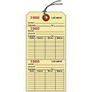 LAYAWAY TICKETS / TAGS, 6.25" X 3.125", Manila Cardstock, 3-Part, Consecutively Numbered, Prestrung - PACK OF 100