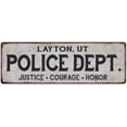 thumbnail image 1 of LAYTON, UT POLICE DEPT. Home Decor Metal Sign Gift 6x18 106180012454, 1 of 1