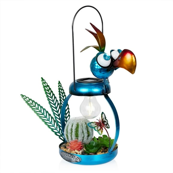 LAZ328HH Quirky Metal Rainbow Bird Decor, Animal Statue for Patio, Lawn & Garden, 21" H, Multicolor