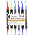 LAZGOL Wet Erase Markers, 6 Colors Dual Tip Brush & Ultra Fine Overhead